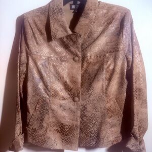 Elegant Tan Snake Print Women's Blazer